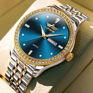 Solid Steel Band <b>Electronic</b> Quartz Watch Double <b>Calendar</b> Business and Export Cross-border Watch Men's - Product Image 6