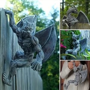 Ornement ange-démon BCA66, figurine décorative <span class=keywords><strong>de</strong></span> dragon en résine pour clôture <span class=keywords><strong>de</strong></span> jardin extérieur - Product Image 6