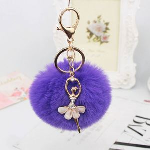 Porte-clés Pompon Artificiel Fille Ballerine <span class=keywords><strong>2022</strong></span>, Design Populaire avec Strass Scintillants, Pompon <span class=keywords><strong>en</strong></span> Fourrure Coloré Ange, Porte-clés Pom Pom - Product Image 5