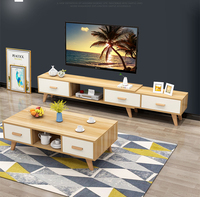 Meuble TV et table basse combinés, style moderne et simple, pour petit appartement, meuble TV rétractable