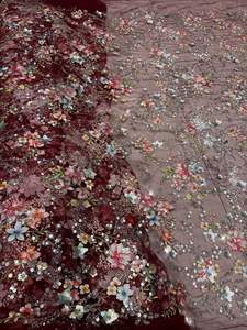 Tissu filet de séquence importé mis à jour avec perles de travail manuel idéal pour les vêtements pour femmes Matière première textile et tissu de vêtement - Product Image 2