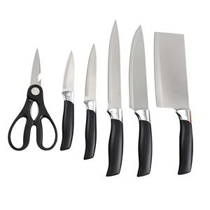 Juego de cuchillos de cocina de 7 piezas con bloque de almacenamiento, juego de cuchillos de cocina de acero inoxidable afilados, mango ergonómico de PP para uso diario en el hogar - Product Image 4