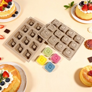 12-Compartment Stacked Round and Square Cake <b>Baking</b> <b>Silicone</b> Mold for DIY Decoration Molding - Product Image 1
