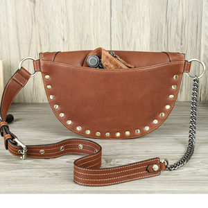 Contact's Wholesale Fashion Womens Leather Chest Waist <strong>Bag</strong> Crossbody Fanny Pack for Women Ladies <strong>Stud</strong> Genuine Leather Belt <strong>Bag</strong> - Product Image 2