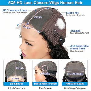 Pelucas Bob de Cabello Humano Remy Baratas al por Mayor con Encaje HD de 10, 12 y 14 Pulgadas, Pelucas Bob con Cierre 4x4 y 5x5 para Mujeres Negras - Product Image 4