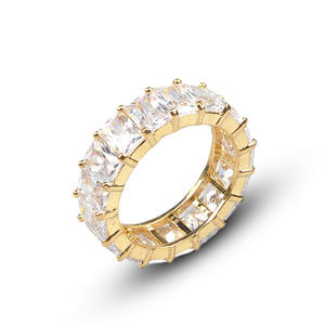 Anillo de Eternidad Completo de Cobre con Circonitas Baguette, Bañado en Color, Banda de Eternidad con Circonitas Cúbicas Baguette - Product Image 2