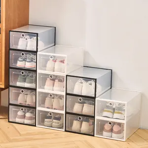 Boîte à chaussures en plastique, logo personnalisé, pliable, vente en gros