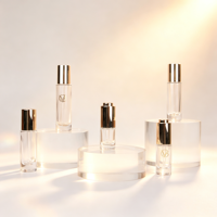 Flacon compte-gouttes transparent doré de 5 ml, 10 ml, 15 ml, 30 ml, 50 ml pour soins de la peau, huiles essentielles corporelles