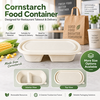 Maïszetmeel Sectie-verdelende voedselcontainers met 2 compartimenten en deksel voor saladebar, delicatessen en afhaalmaaltijden