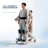 Chaise de transfert pour rééducation en position debout avec exosquelette, réglable avec fonctions de mobilité debout et assise