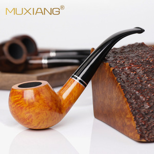 Muxiang Wooden Tobacco Pipe Bent Shape 9mm Filter Handmade Briar Wood Smoking Pipe - Product Image 1