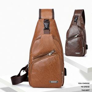 Bolsos de Hombro para Hombre con Carga USB, Bandolera Antirrobo, Bolsa de Pecho de Cuero PU, Bolsa de Mensajero para Viajes Cortos - Product Image 2