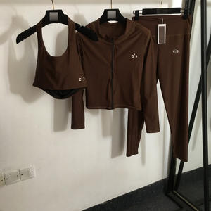 <span class=keywords><strong>Conjunto</strong></span> Deportivo de 3 Piezas para Mujer, Top Deportivo, Leggings de <span class=keywords><strong>Yoga</strong></span>, con Logotipo en la Parte Delantera y la Cintura, para Ropa Deportiva y Entrenamiento - Product Image 2