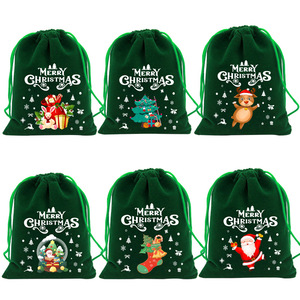 Pochette en velours vert doux <span class=keywords><strong>de</strong></span> luxe pour bijoux, sacs en velours personnalisés avec cordon <span class=keywords><strong>de</strong></span> serrage, sacs cadeaux anti-poussière, emballage cosmétique pour Noël - Product Image 6