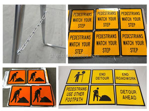 لوح ألومنيوم للعمل على الطريق باللون الأصفر ، علامة حامل مؤقت للتحكم في الأرجوحة مع عاكس - Product Image 3