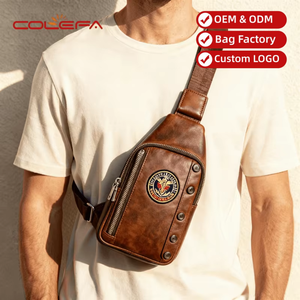 Colefa National Fashion - Bolsa de Pecho para Motociclista, Estilo Informal, con Cremallera, para Viajes en Bicicleta, de Cuero PU Marrón, para Hombre - Product Image 2