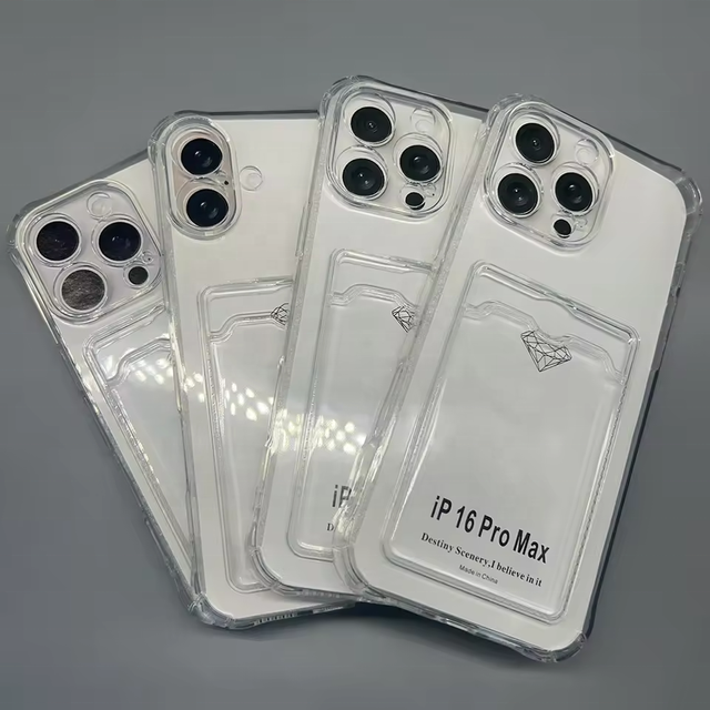 Card Slot Pocket Crystal Clear TPU Case Shockproof Transparent Cover Case for iPhone 17/16/15/14/13/12/11 Pro Max XR XS MAX