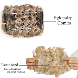 Mujeres postizo plato rizado moño Updo peines de extensión de Peine en pieza de cabello moño desordenado <span class=keywords><strong>Scrunchie</strong></span> cola de caballo - Product Image 2