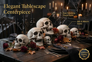 Décoration de crâne d'<span class=keywords><strong>Halloween</strong></span>, lot de 10 tailles, tête de crâne humaine réaliste, accessoire pour extérieur, jardin, cimetière, intérieur, fête, décoration de table - Product Image 6