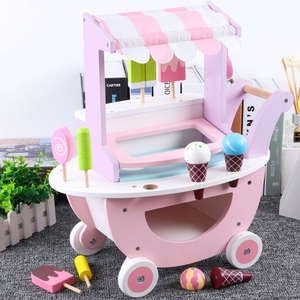 Développement des enfants <span class=keywords><strong>jouet</strong></span> en bois jouets de cuisine rose simulation crème glacée chariot de <span class=keywords><strong>supermarché</strong></span> - Product Image 3
