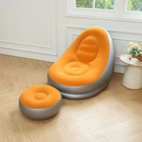 Canapé gonflable en PVC épaissi et floqué, style simplicité moderne, avec repose-pieds, pliable, pour extérieur, camping, maison, cadeau