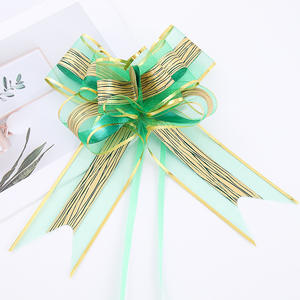 ริบบิ้นโบว์กลิตเตอร์ลายทางแนวตั้งขนาด 70 มม. สำหรับขายส่ง โบว์ดึงมือ ตกแต่งดอกไม้ ของขวัญคริสต์มาส บรรจุภัณฑ์ดอกไม้ ตกแต่งรถงานแต่ง - Product Image 2