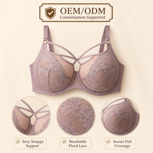 Soutien-gorge à bordure en dentelle pour femme, coupe complète, tissu extensible doux, non transparent - Product Image 4