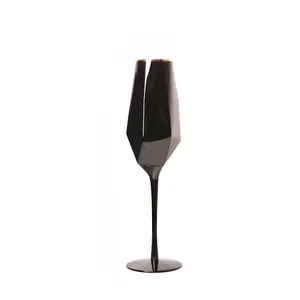 יונג'יפאן זהב שפה מוצק גביע שחור כוסות יין אדום שמפניה חליל גביע זכוכית גביע כוס שתייה לחתונה