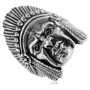 yunnique Men's <b>Titanium</b> Steel <b>Ring</b> Silver Face Design Black Eye Indian Style Jewelry Gift - Product Image 1