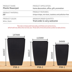 Yicai 9 pulgadas de altura <span class=keywords><strong>maceta</strong></span> de <span class=keywords><strong>polietileno</strong></span> blanco negro macetas para plantas de interior - Product Image 3