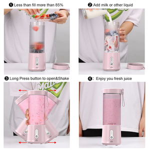 Vaso Mezclador Portátil Inalámbrico de 450 ml, Mini Licuadora Eléctrica de Frutas con Carga USB para el Hogar y Viajes - Product Image 4