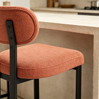 Ensemble de 2 tabourets de bar modernes à hauteur de comptoir, rembourrés en chenille avec dossier, pieds en métal, chaises d'îlot pour cuisine et salle à manger