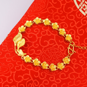 Bracelet en forme de feuille de rose, chaîne de poignet plaquée <span class=keywords><strong>or</strong></span> 24 carats, bijoux de mode pour femmes et filles - Product Image 4