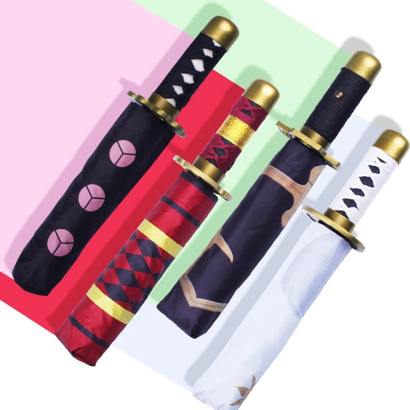 5 видов стилей Большой куш ророноа Зоро меч самурая складной Аниме Зонтик Анти-УФ водонепроницаемый портативный дорожных зонтов