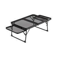 Meja Panggangan Lipat Modern untuk Luar Ruangan 3 kaki Portabel Persegi Berbahan Logam Aluminium 2-Kursi Ringan Perabot BBQ Luar Ruangan