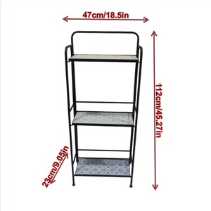Estantes de Almacenamiento Cuadrados de Acero con Recubrimiento en Polvo Automático de 3 Niveles <span class=keywords><strong>para</strong></span> Interiores/Exteriores, Decoración del Hogar con Mosaico, Estanterías Metálicas <span class=keywords><strong>para</strong></span> Zapatos y <span class=keywords><strong>Macetas</strong></span> - Product Image 2