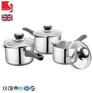 SY-utensilios de cocina de acero inoxidable, juego de ollas y sartenes de inducción de 14, 16 y 18cm, 3 piezas