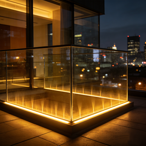 Ringhiera <span class=keywords><strong>in</strong></span> <span class=keywords><strong>Vetro</strong></span> per Veranda, Balaustra per Terrazza Esterna, Ringhiera per Scale, Design per Hotel e Edifici Commerciali con Illuminazione LED - Product Image 5