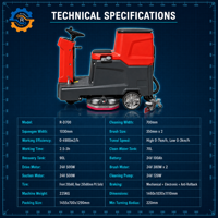Machine de nettoyage à double brosse ROD Efficient Ride-On 700mm 1030mm pour entrepôts et aéroports