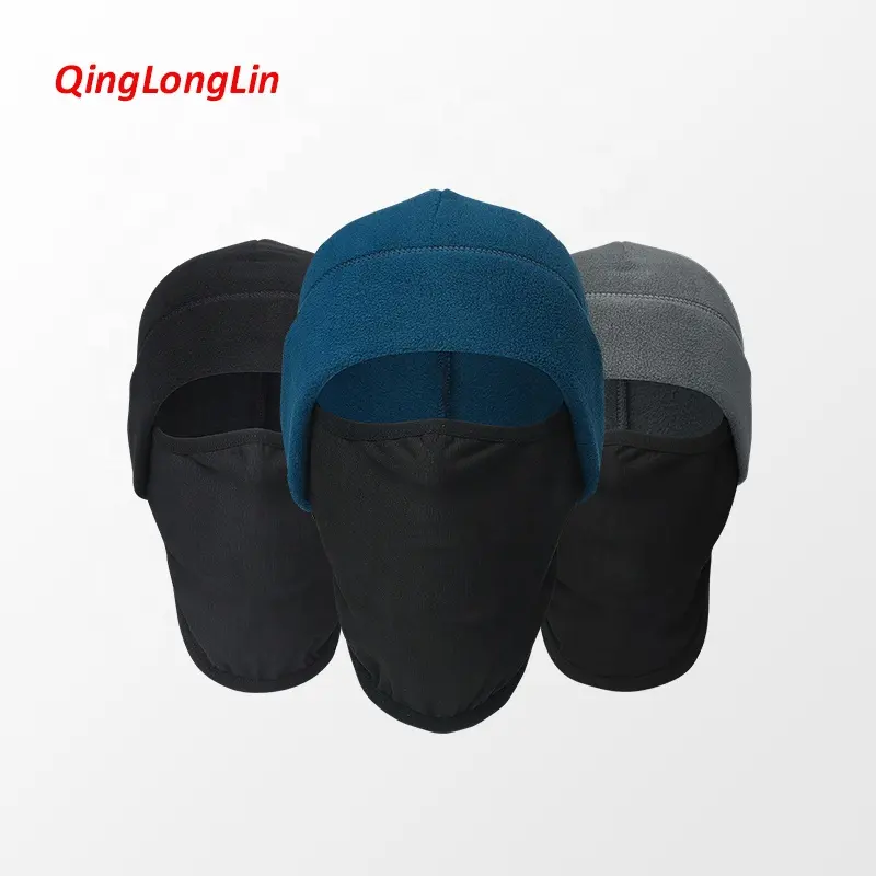 Qinglonglin 2 In 1 Men Fleece Hat Winter Headwear Balaclava Face Mask Head Hat Warm Beanie Gear Comfortable warm custom