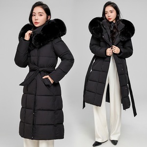Hiver Grand Col Fourrure <span class=keywords><strong>Capuche</strong></span> Coton Rembourré Longue <span class=keywords><strong>Parka</strong></span> de Neige Femmes Veste en Duvet Manteau Loose Col Fourrure Dames Vêtements d'extérieur coupe-vent - Product Image 4