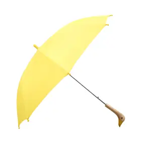 Guarda-chuva criativo para crianças, guarda-chuva automático com alça de pato amarelo, novo desenho animado