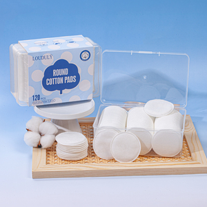 Boîte personnalisée imprimée, 120 tampons de <span class=keywords><strong>coton</strong></span> jetables à 3 couches de 5,8 cm pour démaquillage et nettoyage du visage, pour salon de beauté - Product Image 2