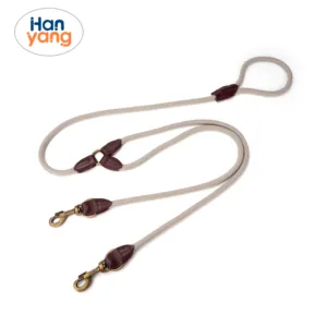 HanYang OEM Double Dog Leash Braided Nylon Rope Dog Leashes for Medium to Large Dogs for Daily Walking & Training