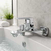 Mitigeur de douche et baignoire mural monocommande en laiton chromé poli avec cartouche céramique contemporaine