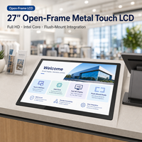 Écran tactile LCD tout-en-un de 27 pouces, cadre ouvert en métal, Full HD, Intel Core, pour caisse, publicité, informations médicales