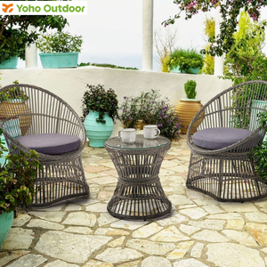 Juego de jardín de ratán impermeable moderno al por mayor, muebles de patio, sofá, mesa de bistró, silla, marco de acero para exteriores - Product Image 2