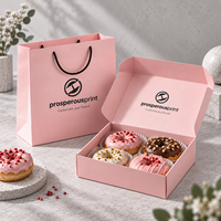 Boîtes à pâtisserie en carton rose de qualité alimentaire, biodégradables, pour macarons, beignets, emballages de boulangerie, boîte à biscuits personnalisée avec sacs en papier