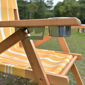 Silla de Playa Vintage de <span class=keywords><strong>Madera</strong></span> con Reposabrazos, Silla <span class=keywords><strong>Plegable</strong></span> de <span class=keywords><strong>Lona</strong></span> con Almohada, <span class=keywords><strong>Tumbona</strong></span> Retro a Rayas para Exteriores - Product Image 5