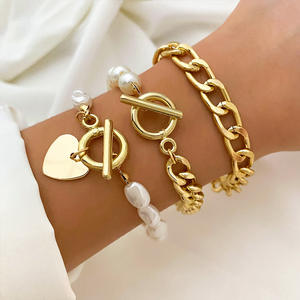 Hot-selling New <b>Stacked</b> Personalized Street Photography <b>Bracelet</b> Four-piece Set Exaggerated Thread Chain Alloy Fashion <b>Bracelet</b> - Product Image 3